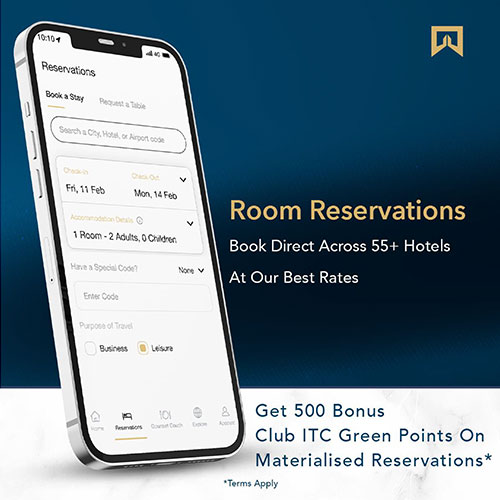 Room Reservation through ITC Hotel App