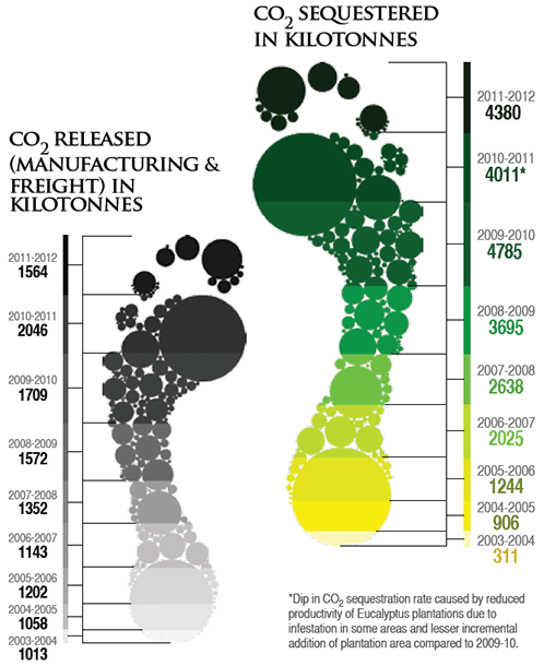 Visual representation showing CO2 sequestered versus CO2 released